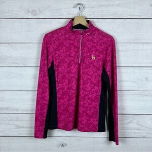 The Players Golden Goat KJUS Pink Camo 1/4 Zip Golf Pullover Medium